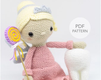 Crochet Amigurumi Tooth Fairy Doll PATTERN ONLY, Molly, pdf Stuffed Toy Pattern, English Only