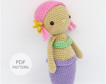 Crochet Amigurumi Mermaid PATTERN ONLY, Kai, pdf Stuffed Toy Pattern, English Only