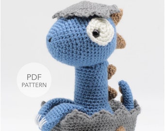 Crochet Amigurumi Dinosaur PATTERN ONLY, Iguanodon, pdf Stuffed Dino Toy Pattern ENGLISH Only