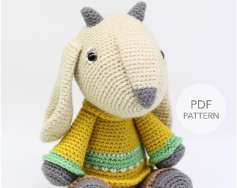Crochet Goat Amigurumi Pattern: Gilbert Stuffed Animal Toy (PDF Pattern)