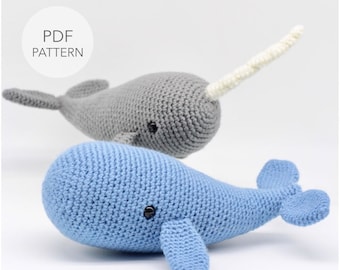 Crochet Amigurumi Whale and Narwhal Toy Pattern (PDF)