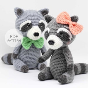 Crochet Amigurumi Raccoon, PATTERN ONLY, Rosita and Robbie, pdf Stuffed Animal Toy Pattern, English Only image 1