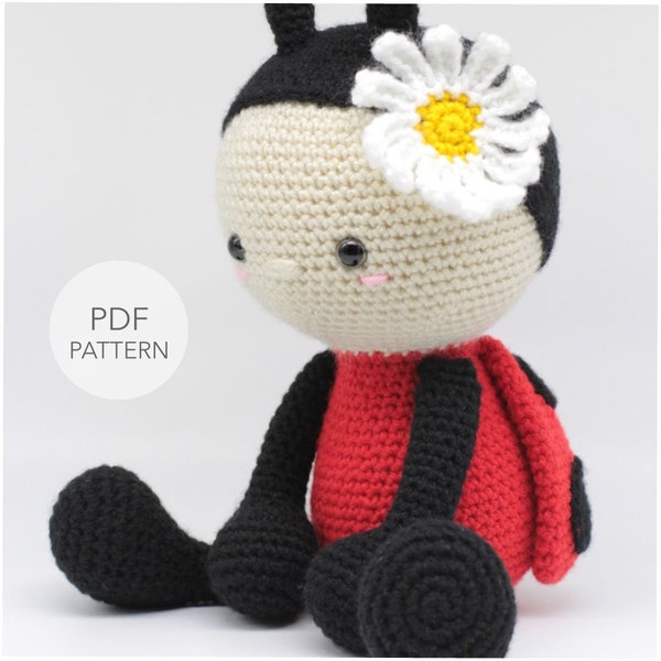 Crochet Amigurumi Marienkäfer MUSTER NUR, Jadybug, pdf Stofftier Muster, nur auf Englisch