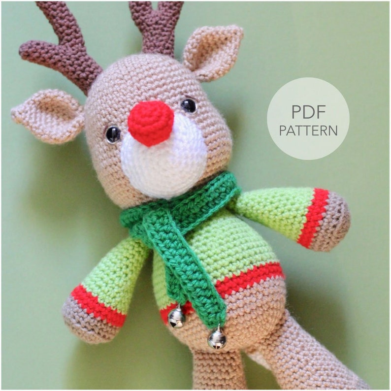 Häkeln Sie Amigurumi Rentier PATTERN ONLY, Noel, Christmas Reindeer, pdf Kuscheltier Spielzeug Muster, English Only Bild 1