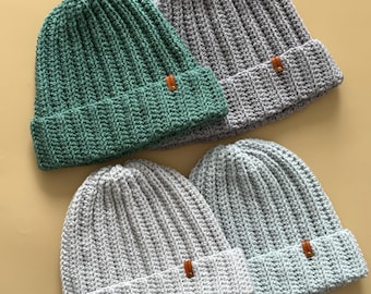 Handmade Crochet Ribbed Beanie Thick Various Colours Unisex Adult and Teen Hat