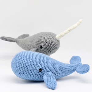 Crochet Amigurumi Whale and Narwhal PATTERN ONLY, Barney and Nina pdf Stuffed Animal Toy Pattern ENGLISH only image 3