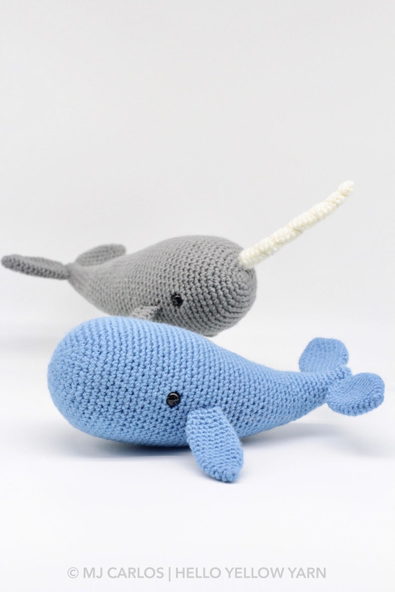Crochet Amigurumi Whale and Narwhal PATTERN ONLY, Barney and Nina pdf Stuffed Animal Toy Pattern ENGLISH only image 3