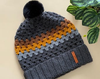 Handmade Crochet Granny Stitch Style Beanie Unisex Adult Hat