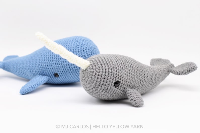 Crochet Amigurumi Whale and Narwhal PATTERN ONLY, Barney and Nina pdf Stuffed Animal Toy Pattern ENGLISH only image 4