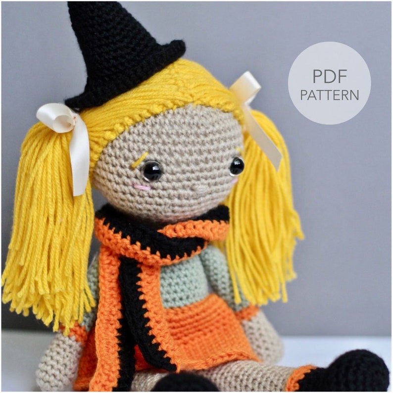 Crochet Amigurumi Doll PATTERN ONLY, Pumpkin Spice, pdf Amigurumi Stuffed Toy Pattern, Halloween, English Only image 1