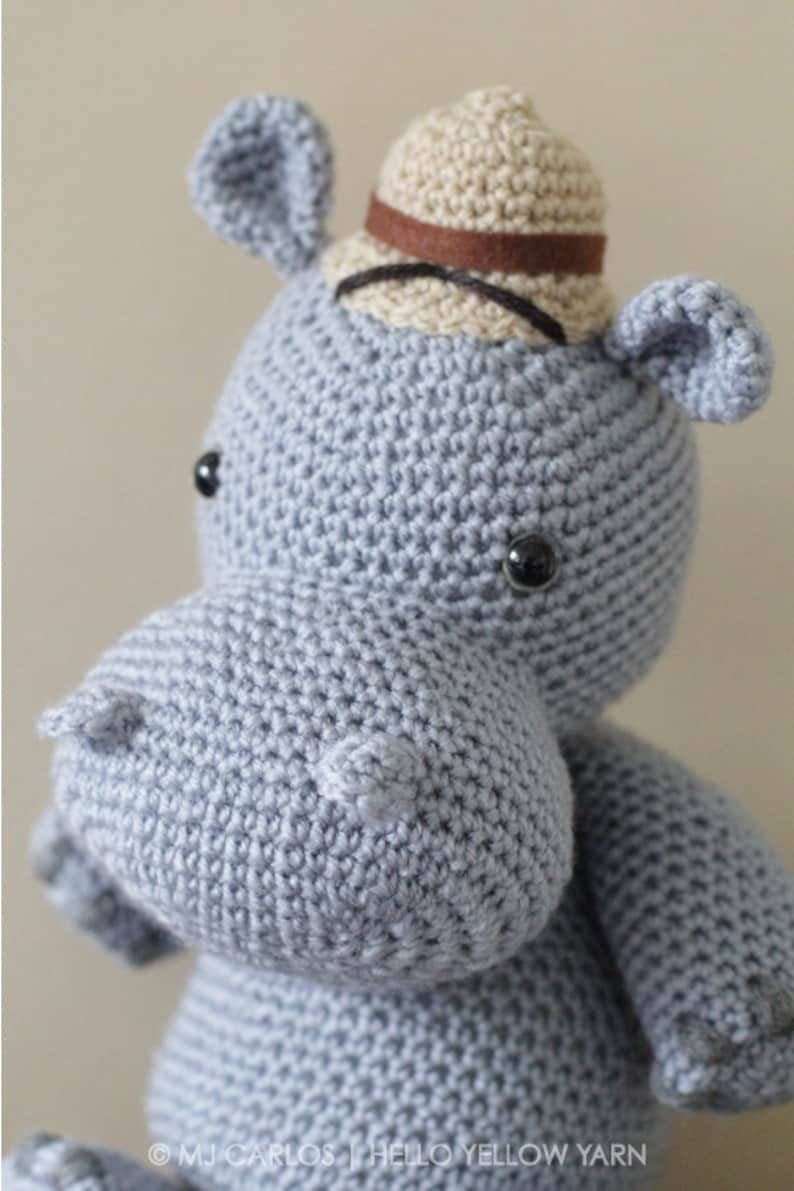 Crochet Amigurumi Hippo PATTERN ONLY, Harvey Hippo, pdf Amigurumi Safari Stuffed Toy Pattern, Hippopotamus, English Only image 4