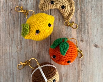 Handmade Crochet Keychain Bag Charm Food Amigurumi Keyring