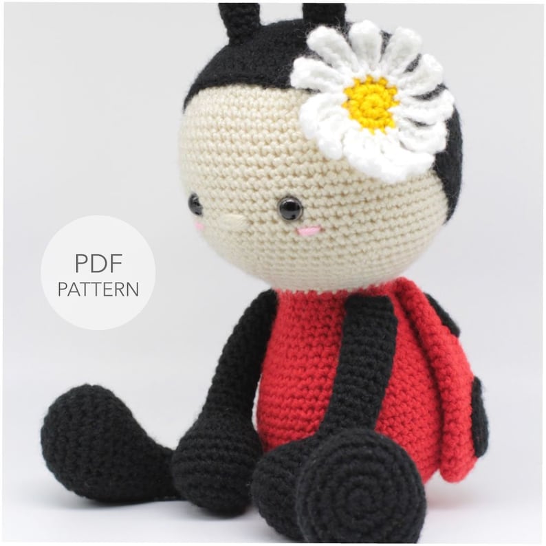 Crochet Amigurumi Ladybug PATTERN ONLY, Jadybug, pdf Stuffed Animal Toy Pattern, English Only image 1