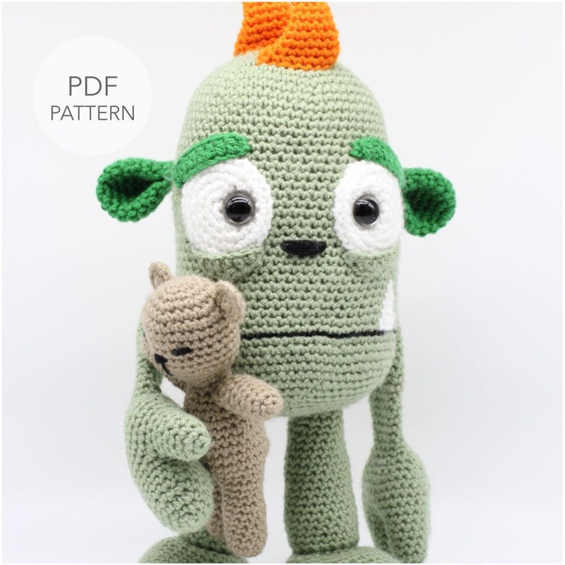 Crochet Amigurumi Monster PATTERN ONLY, Scaredy Eddy, pdf Stuffed Monster Toy Pattern, English Only image 1