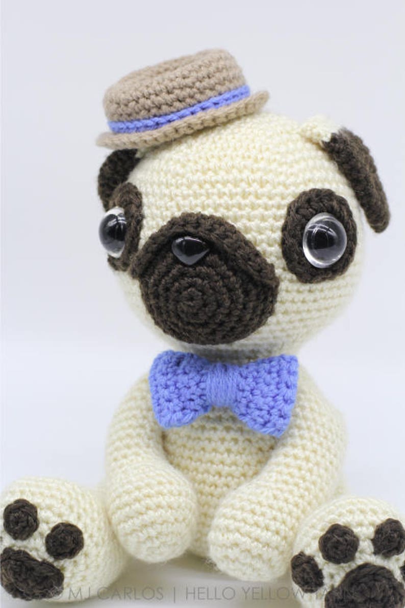 Crochet Amigurumi Pug Dog PATTERN ONLY, Pugster, pdf Stuffed Animal Toy Pattern, English Only image 2