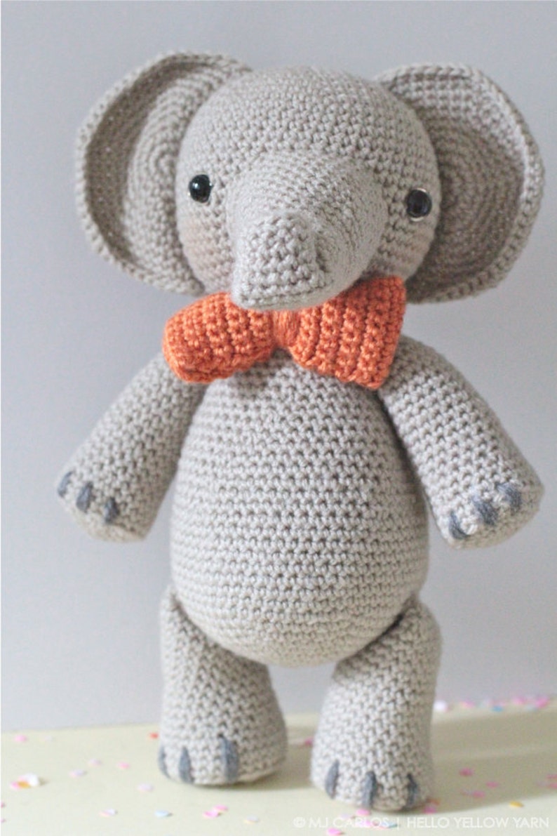 Crochet Amigurumi Elephant PATTERN ONLY, Professor Elbert, pdf Amigurumi Stuffed Toy Pattern, English Only image 2