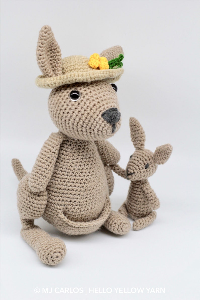 Crochet Amigurumi Kangaroo and Joey PATTERN ONLY, Mama Jill and Little Joey, pdf Stuffed Animal Toy Pattern, English Only image 4