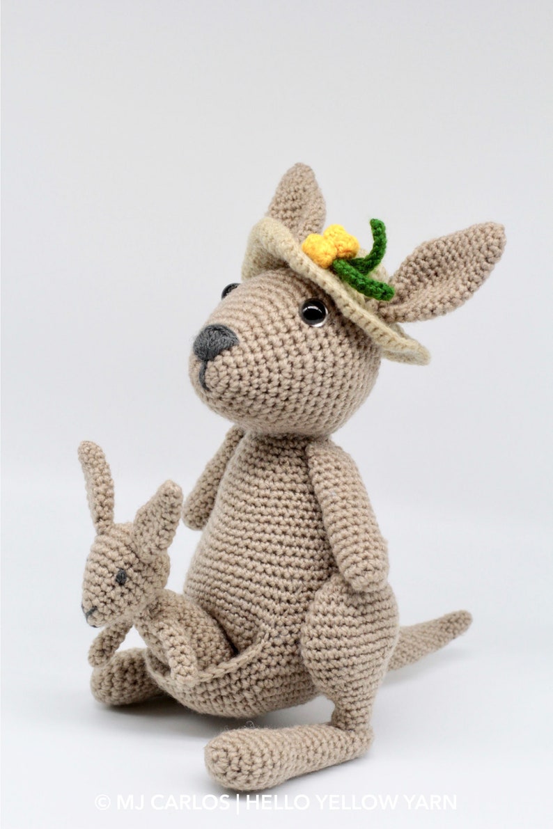 Crochet Amigurumi Kangaroo and Joey PATTERN ONLY, Mama Jill and Little Joey, pdf Stuffed Animal Toy Pattern, English Only image 2
