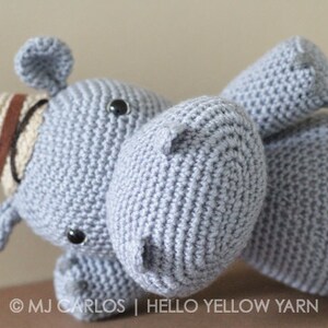 Crochet Amigurumi Hippo PATTERN ONLY, Harvey Hippo, pdf Amigurumi Safari Stuffed Toy Pattern, Hippopotamus, English Only image 3