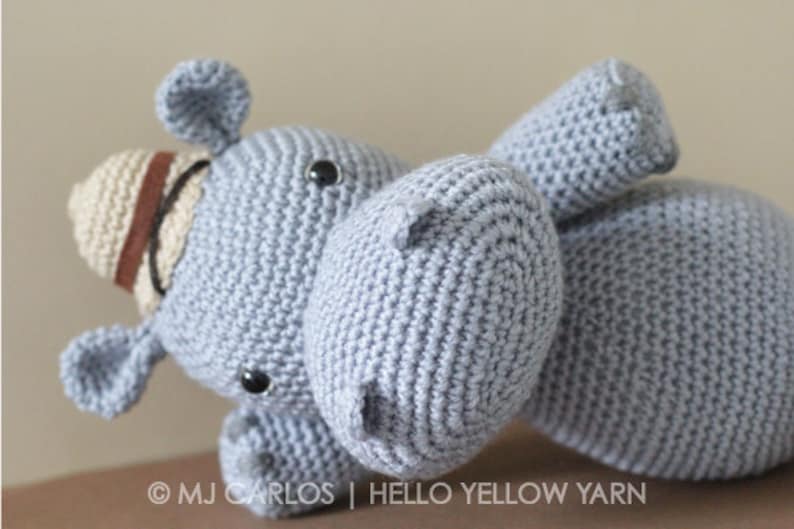 Crochet Amigurumi Hippo PATTERN ONLY, Harvey Hippo, pdf Amigurumi Safari Stuffed Toy Pattern, Hippopotamus, English Only image 3