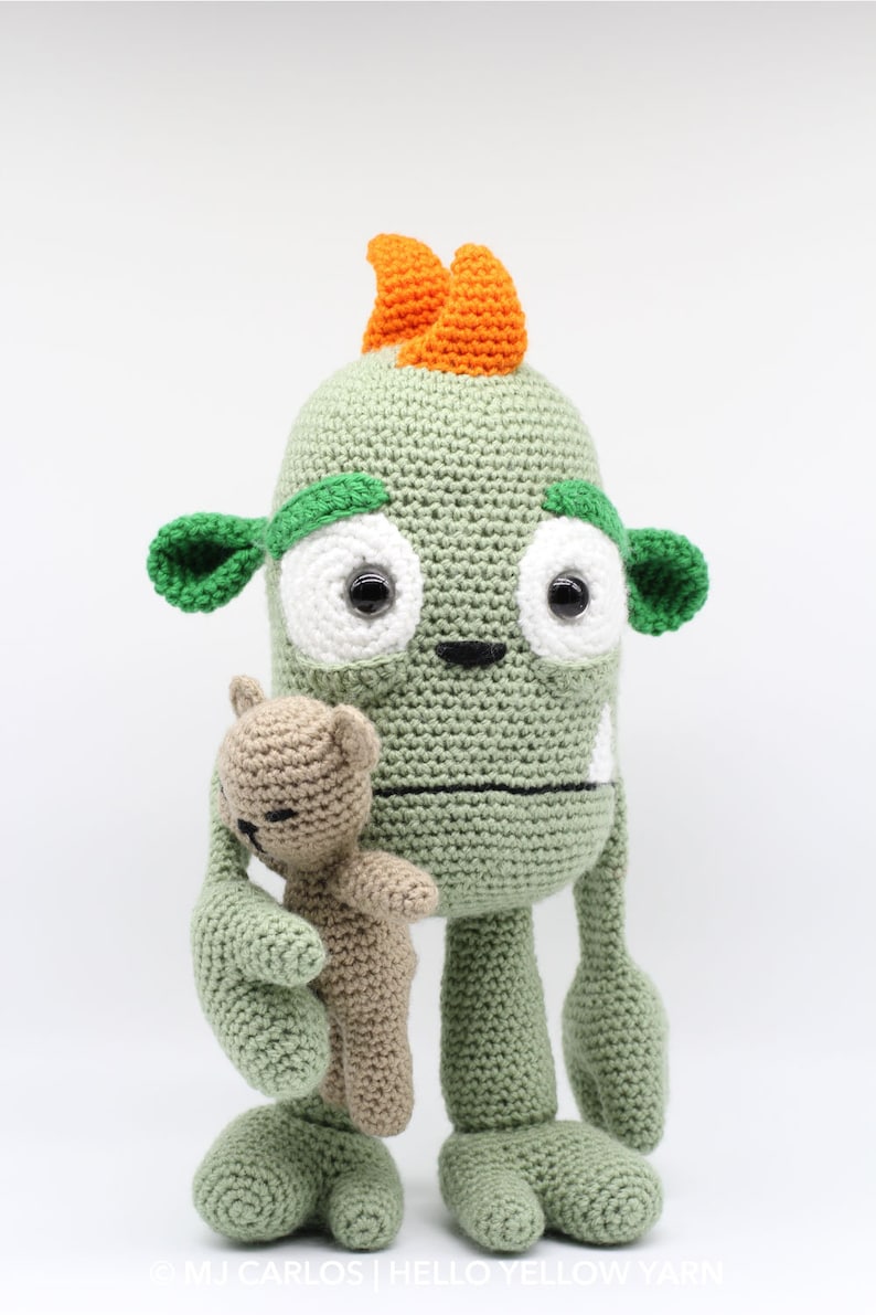 Crochet Amigurumi Monster PATTERN ONLY, Scaredy Eddy, pdf Stuffed Monster Toy Pattern, English Only image 2