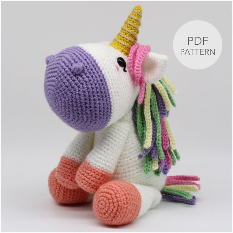 Crochet Amigurumi Unicorn PATTERN ONLY Charmy pdf Stuffed image 1