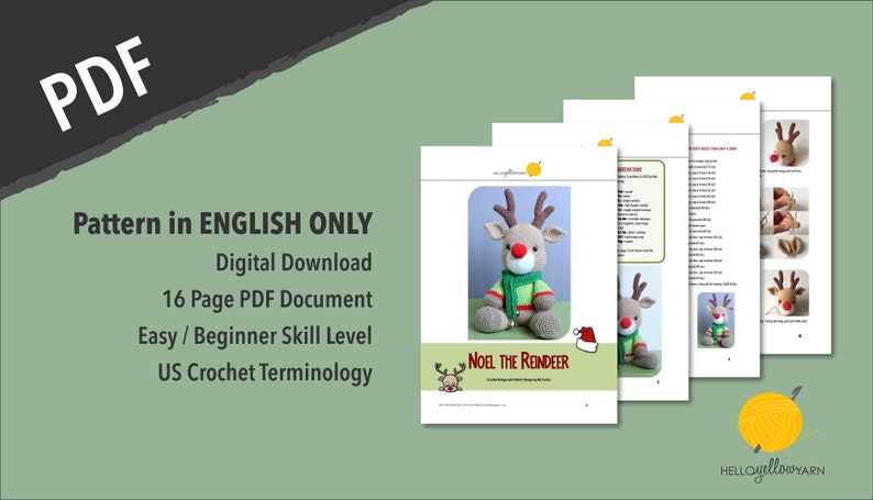 Häkeln Sie Amigurumi Rentier PATTERN ONLY, Noel, Christmas Reindeer, pdf Kuscheltier Spielzeug Muster, English Only Bild 6