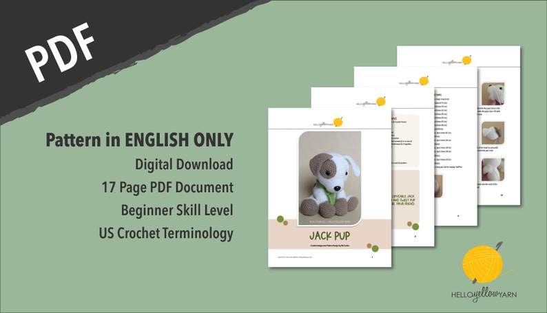 Crochet Amigurumi Puppy Dog PATTERN ONLY, Jack Pup, pdf Stuffed Animal Toy Pattern, English Only image 6