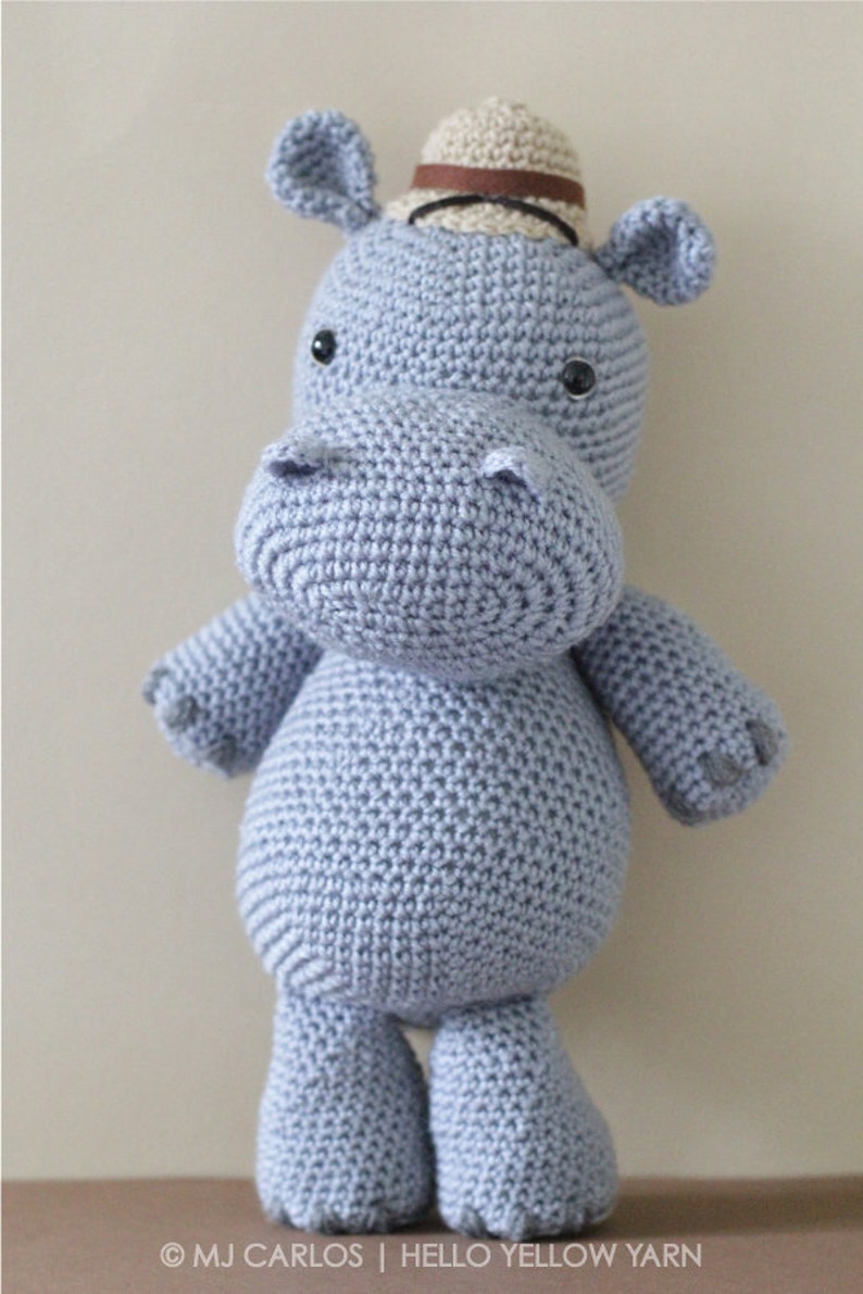 Crochet Amigurumi Hippo PATTERN ONLY, Harvey Hippo, pdf Amigurumi Safari Stuffed Toy Pattern, Hippopotamus, English Only image 2