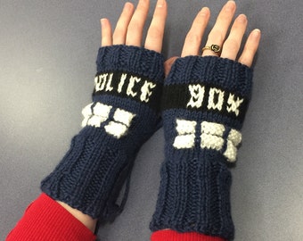 Police Box Wrist Warmers