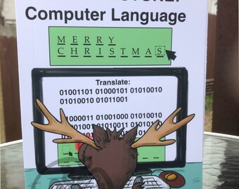 Rudolph Learns Computer Language!  Christmas Card - humorous