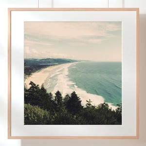 Oregon Coast Photograph: Vintage Style Beach Landscape Art, Square Print
