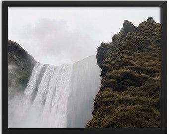 Skogafoss Waterfall, Iceland - Color Photograph in Sustainable Wood Frame - Nordic Nature Wall Art