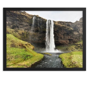 Framed Iceland Waterfall Print, Landscape Wall Art, Rustic Home Decor, Nordic Photography, Scandinavian Style, Fine Art Photo, Travel