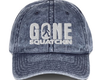 Gone Squatchin vintage cotton dad hat, low profile, outdoorsy gifts men, PNW hat, adventure gifts for him, retro baseball hat for women