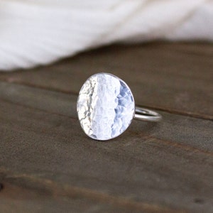 Hammered Disc Ring/Sterling Silver Circle Ring/14k Gold Fill Shield Ring/Modern Boho Ring