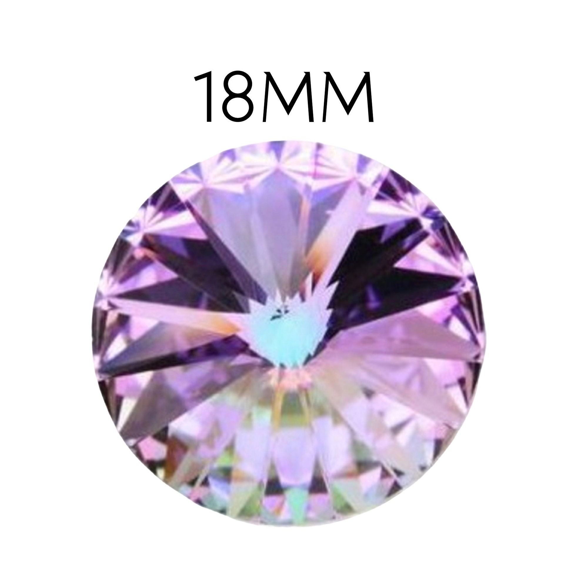 Swarovski 1122, 18mml, Crystal Vitrail Light, Foil Back, Rivoli Crystal, Round Facet Cut Crystal Stone avec Pointed Back, Genuine Swarovski