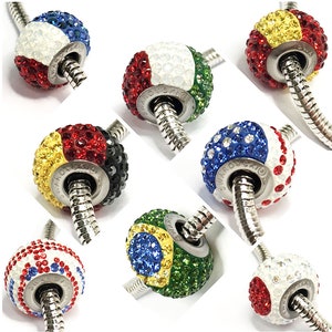 Pandora Beads, Swarovski BeCharmed, Pave, Crystal, Country Flag beads, European bracelets, DIY, Pandora, Crystal Beads, Pave Flag Beads
