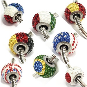 Swarovski Crystal Country Flag Bead: Pave BeCharmed European Bracelet
