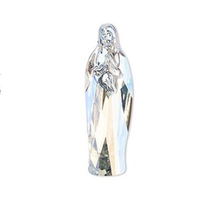 Swarovski Virgin Mary, 40 x 12.5mm, Crystal Moonlight with Foil Back, Our Lady of Guadeloupe, Fancy Stone, Crystal Embellishment, NO Hole