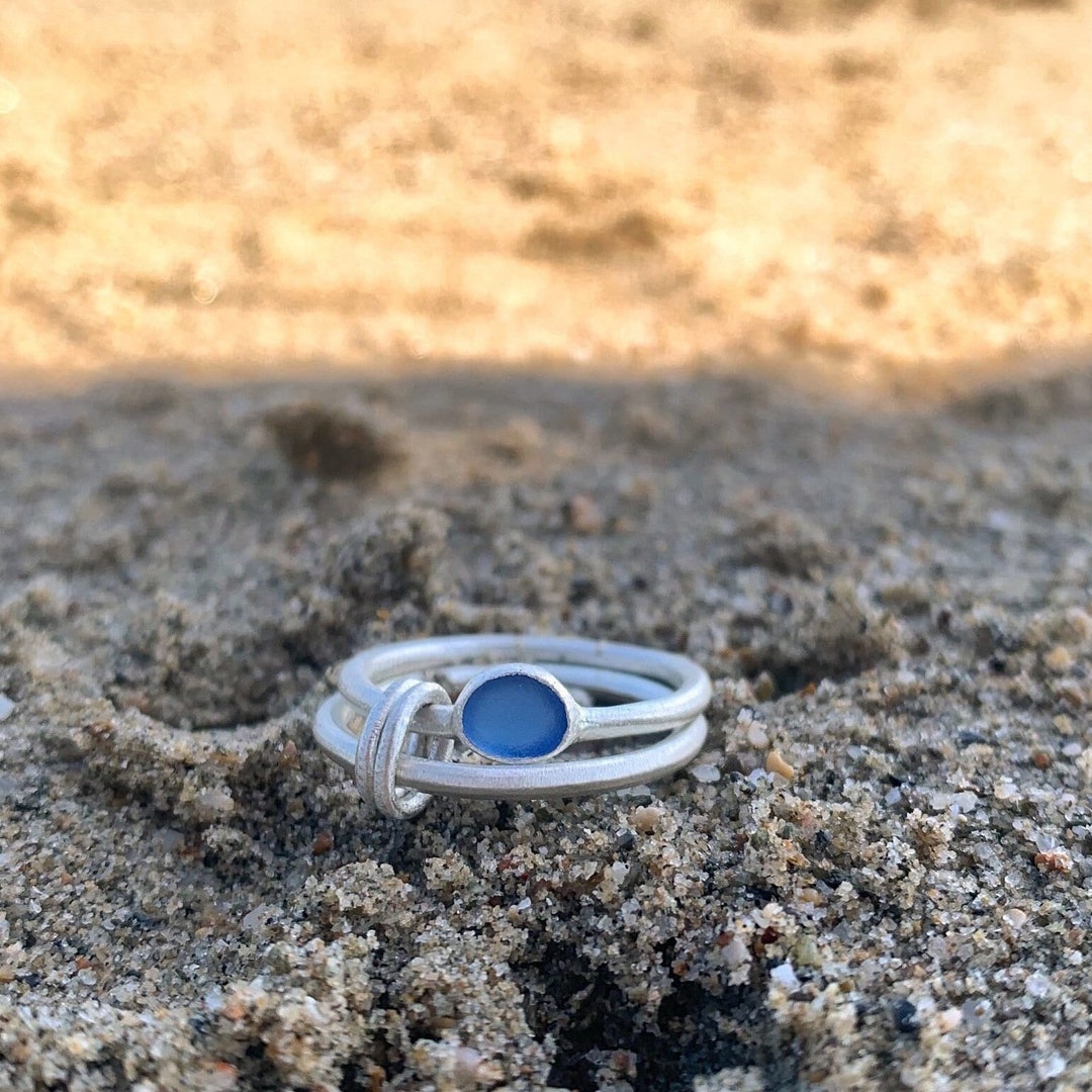 Solar System Series Blue Seaglass Silver925, Seaglass Ring - Etsy
