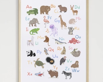 Alphabet des animaux à imprimer – Téléchargement immédiat