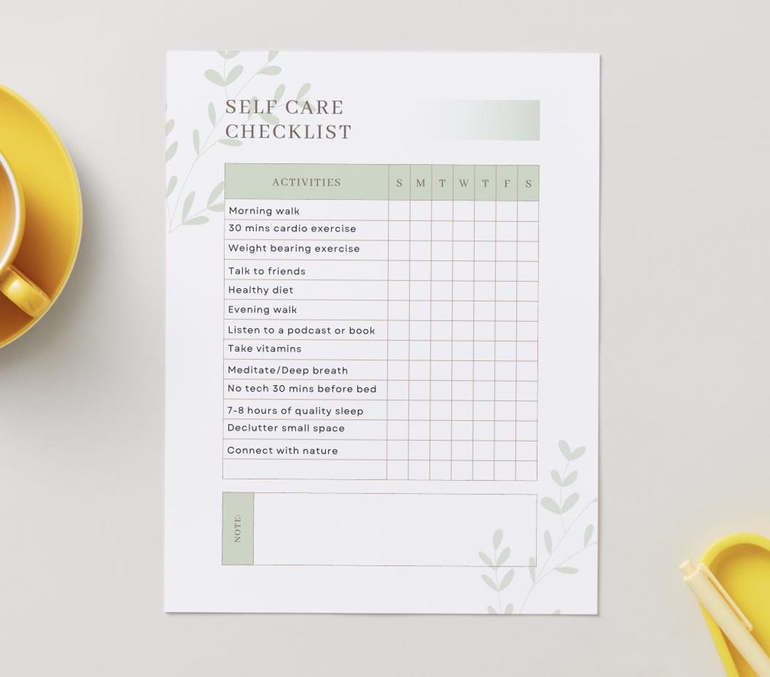 Weekly Self-care Checklist Printable | Prefilled & Blank Self Care ...