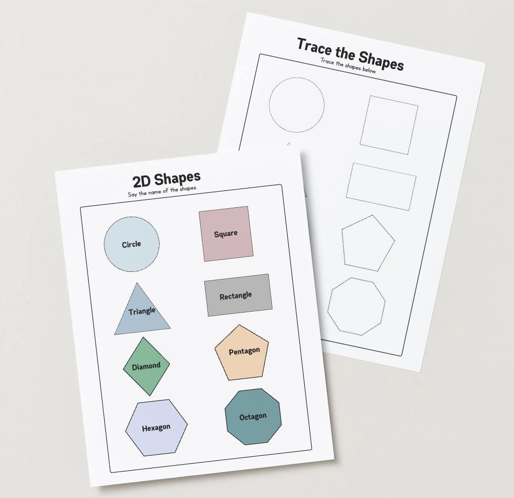 Shapes Practice Worksheets for Kids | Shape Tracing & Recognition ...