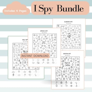 4 Jahreszeiten I-Spy Arbeitsblätter Bündel | Winter, Frühling, Sommer, Herbst | Digitaler Download PDF | 4 Seiten