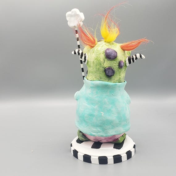 Flower Monster, Cute, Green, Air Dry Clay, Paper Clay, Acrylic