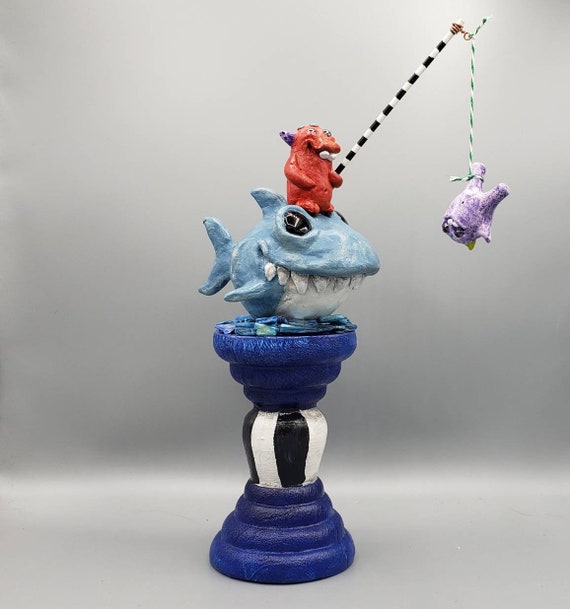 Shark Bait Sculpture Monster Art Fishing Art Toy Art Doll Air Dry
