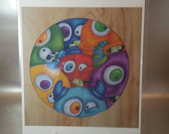 Company -print. Art print. Monster art. Colored pencil.