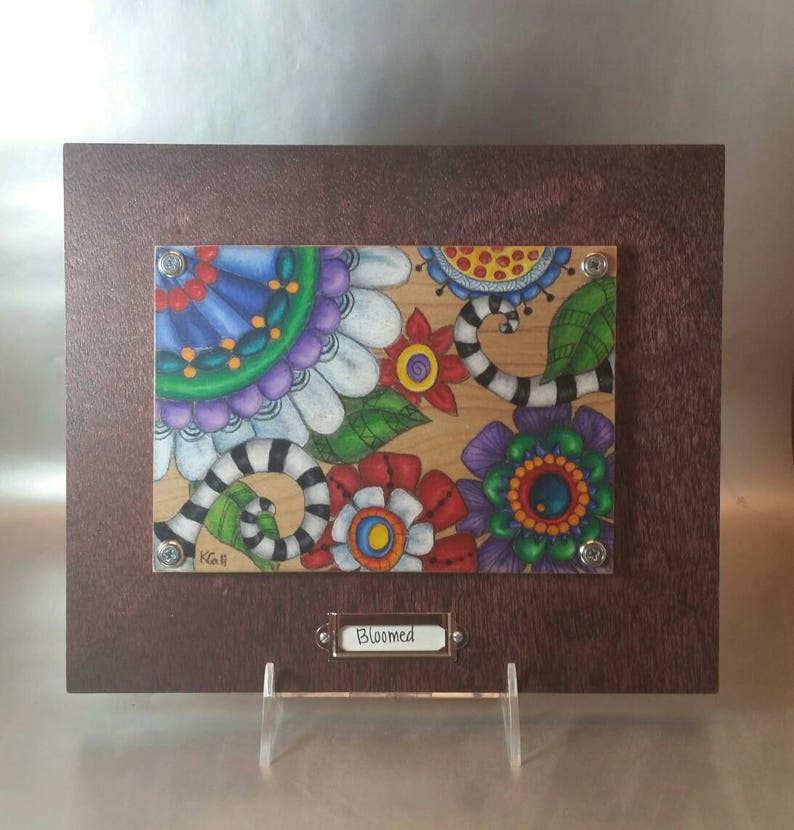 Flower art Surrealism Colored pencil. Bloomed Original art