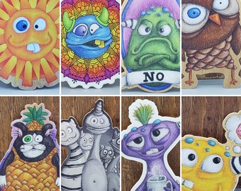 Stickers water bottle sticker monsters art stickers